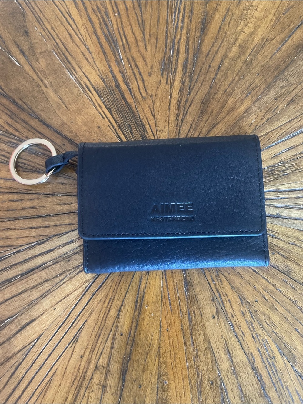 Aimee Kestenberg Black Leather Key & Card Case with Ring